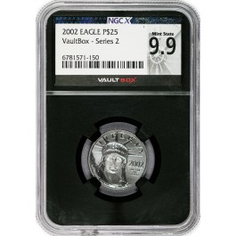 2002 $25 American Platinum Eagle 1/4 oz .9995 Fine Vault Box Series 2 NGC X MS 9.9