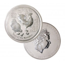 2017 P $30 AUD Australia Lunar Year Of The Rooster 1 Kilo .999 Silver In Capsule 