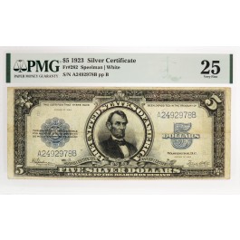 Series Of 1923 $5 Porthole Large Size Silver Certificate Fr#282 PMG VF25