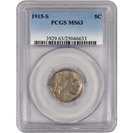 1915 S 5C Buffalo Nickel PCGS MS63 Brilliant Uncirculated Key Date Coin