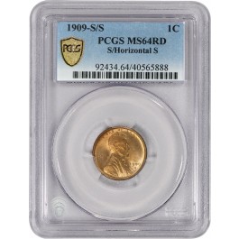 1909 S/S 1C Lincoln Wheat Cent S Over Horizontal S PCGS Secure MS64 RD Red Coin