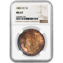 1883 CC Carson City $1 Morgan Silver Dollar NGC MS67 Gem Uncirculated Toned