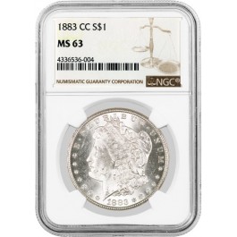 1883 CC Carson City $1 Morgan Silver Dollar NGC MS63 Brilliant Uncirculated Coin