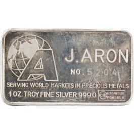J Aron 1 Troy Ounce .999 Fine Silver Rare Bar