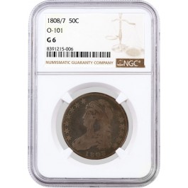 1808/7 50C Capped Bust Half Dollar Overton O-101 8 Over 7 Overdate NGC G6