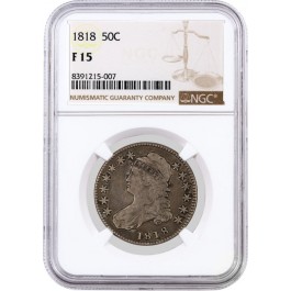 1818 50C Capped Bust Silver Half Dollar NGC F15 Fine Circulated Coin