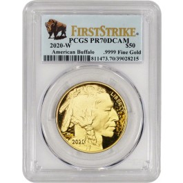 2020 W $50 Proof American Gold Buffalo PCGS PR70 DCAM First Strike