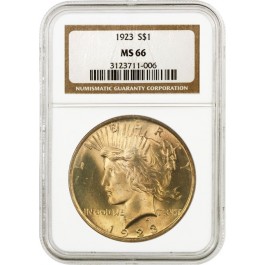 1923 $1 Peace Dollar Silver NGC MS66 Gem Uncirculated Coin Toned