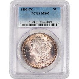 1890 CC Carson City $1 Morgan Silver Dollar PCGS MS65 Key Date Coin Toned