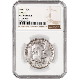 1922 50C Grant Memorial Commemorative Silver Half Dollar NGC AU Details Cleaned