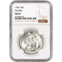 1920 50C Pilgrim Tercentenary Commemorative Silver Half Dollar NGC MS64 Coin