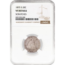 1875 S 20C Seated Liberty Twenty Cent Piece NGC VF Details Scratches Coin