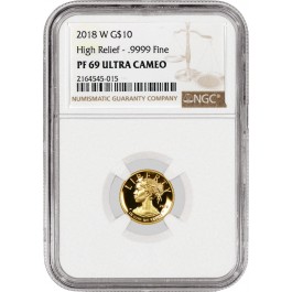 2018 W $10 Proof 1/10 oz Gold Liberty High Relief NGC PF69 Ultra Cameo