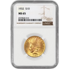1932 $10 Indian Head Eagle Gold NGC MS65 Gem Uncirculated Coin