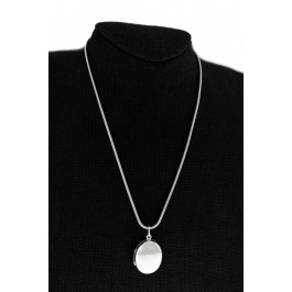 Vintage Tiffany & Co Italy Sterling Silver Oval Locket Snake Chain Necklace 18"