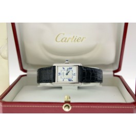 Must de Cartier 2416 22mm x 29.75mm Sterling Silver Tank Quartz Watch Box Papers