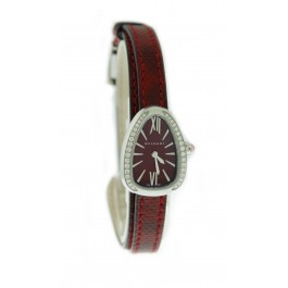 Bulgari Bvlgari Serpenti 102780 27mm Steel Red Lacquer Dial Diamond Quartz Watch