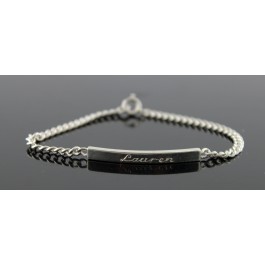 Vintage Tiffany & Co Sterling Silver Cuban Curb Link ID Bracelet Monogram Lauren