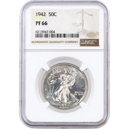 1942 50C Proof Walking Liberty Silver Half Dollar NGC PF66 Gem Coin