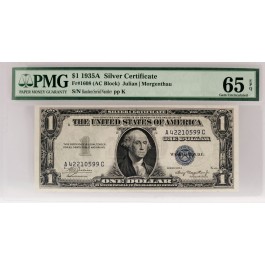 1935 A $1 Small Size Silver Certificate Note Fr#1608 AC Block PMG 65 Gem UNC EPQ