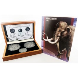 Set Of 3 2015 The Mammoth 9 oz 999 Fine Silver Antiqued Republic Of Burkina Faso