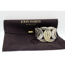 Signed John Hardy Dot Collection 18k Yellow Gold Sterling Silver Cuff Bracelet 6.25"
