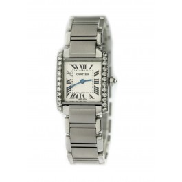 Cartier Tank Francaise 2384 20mm x 25mm Steel Custom Diamond Quartz Watch