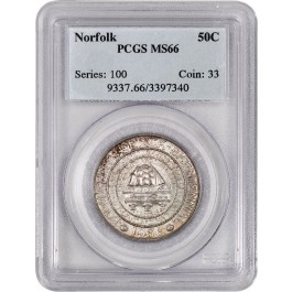 1936 50C Norfolk Bicentennial Commemorative Silver Half Dollar PCGS MS66 Coin