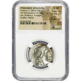 Ptolemaic Kingdom Ptolemy II AR Tetradrachm 285/4-246 BC NGC Ancients Choice VF