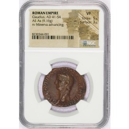 41-54 AD Roman Empire Emperor Claudius AE As NGC Ancients VF Coin