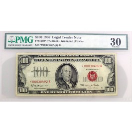 Series Of 1966 $100 Legal Tender Star Note Red Seal Fr#1550* *A Block PMG VF30