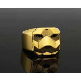 EFFY 14k Yellow Gold Plated Sterling Silver Black Spinel Lion Head Ring Size 10