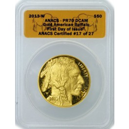 2013 W $50 American Gold Buffalo 1 oz .9999 ANACS PR70 Deep Cameo FDOI