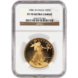1986 W $50 Proof 1 oz Gold American Eagle NGC PF70 Ultra Cameo