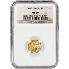 2009 $5 1/10 oz Gold American Eagle NGC MS70 