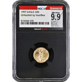 1997 $5 1/10 oz American Gold Eagle Fine Vault Box UnVaulted NGC X MS 9.9