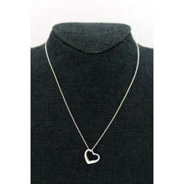 Vintage 1970s Tiffany & Co Elsa Peretti Sterling Silver Open Heart Necklace 15.5