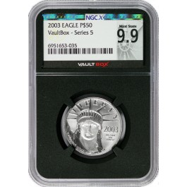 2003 $50 American Platinum Eagle 1/2 oz .9995 Vault Box Series 5 NGC X MS 9.9