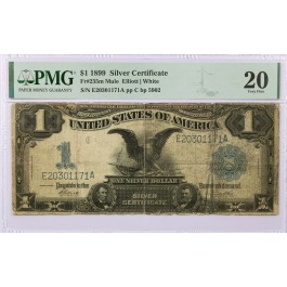 1899 $1 Black Eagle Silver Certificate Fr#235m Mule PMG VF20 Stained Burke #5902 