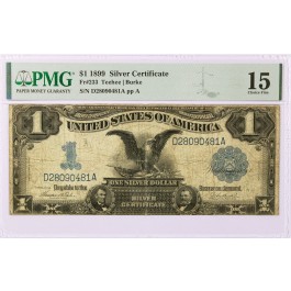 Series Of 1899 $1 Black Eagle Silver Certificate Fr#233 PMG Choice Fine 15 #060