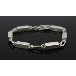AJ Arne Johansen Denmark Mid Century Sterling Silver Bar Link Toggle Bracelet