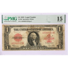 1923 $1 Large Size Legal Tender Note Red Seal Fr#40 PMG Choice Fine 15 Stained