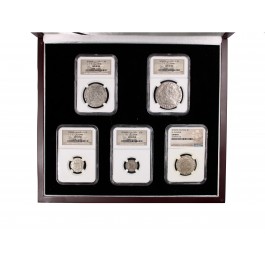 El Cazador Shipwreck Spanish 8, 4, 2, 1, 1/2 Reales Silver Coin Set NGC Genuine