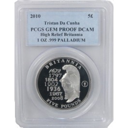 2010 Tristan Da Cunha 1 oz .999 Palladium High Relief PCGS Gem Proof DCam