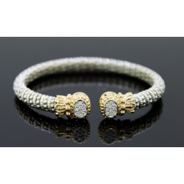 Alwand Vahan 14k Gold 925 Sterling Silver Pave Diamond Stackable Cuff Bracelet
