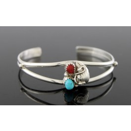 Silver Star Jewelry Albuquerque New Mexico Sterling Coral Turquoise Cuff Bracelet
