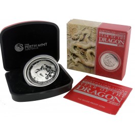 2012 P $1 AUD 1 oz .999 Fine Silver Proof Australian Perth Mint Lunar Dragon