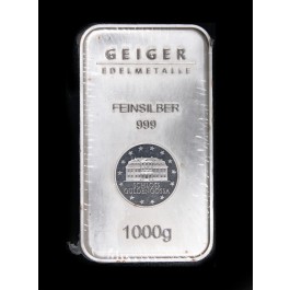Geiger Edelmetalle 1 Kilo 1000 Gram 32.15 oz 999 Fine Silver Bar (Sealed)