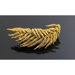Vintage Tiffany & Co Italy 18k Yellow Gold Textured Rope Feather Brooch Pin