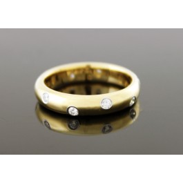 Tiffany & Co Etoile 18k Gold Platinum Diamond 4mm Eternity Band Ring Size 6.25